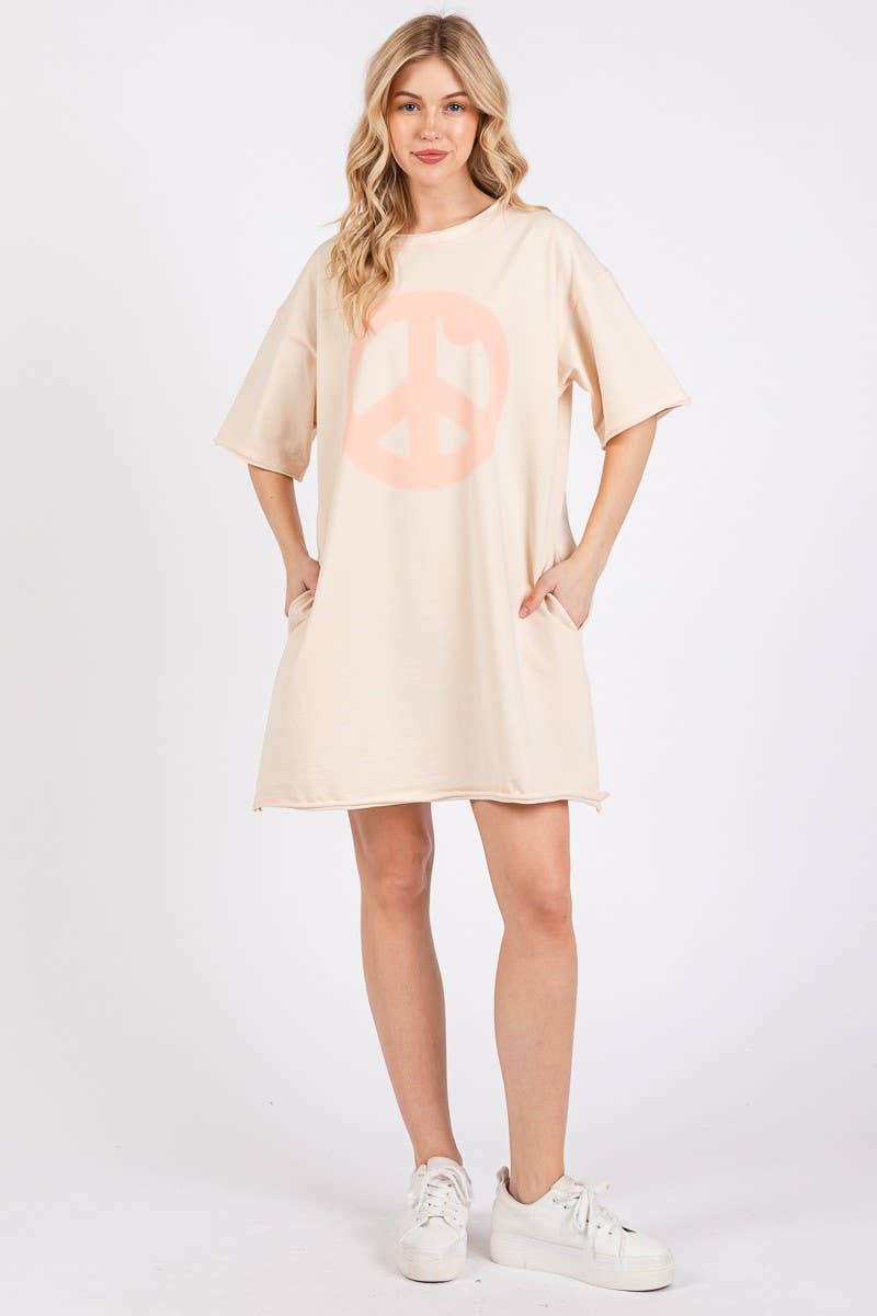 Peace Print Mini Dress