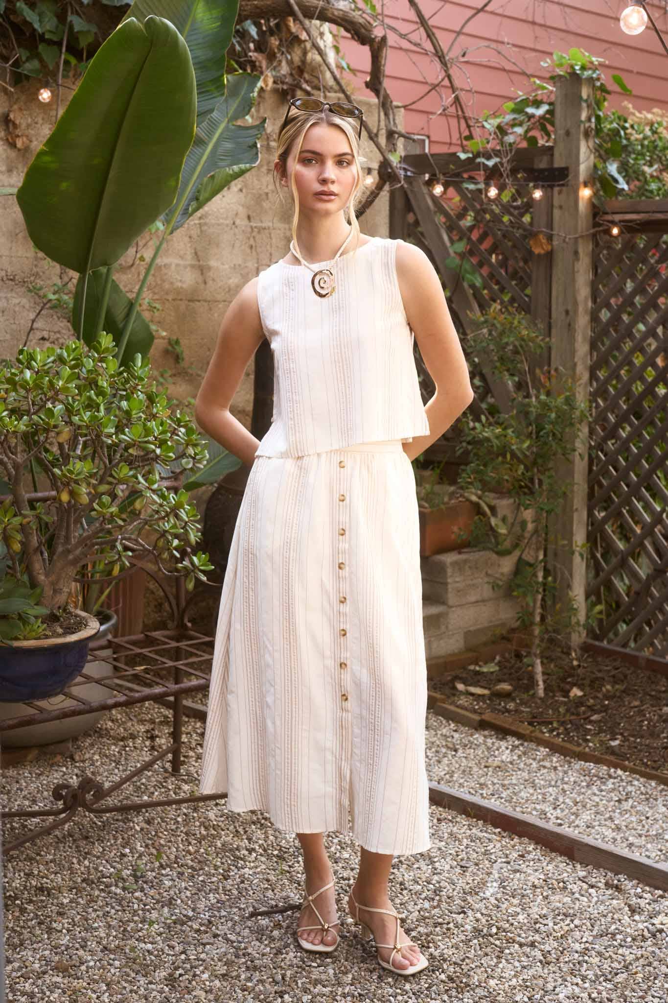 Button Down Midi Skirt