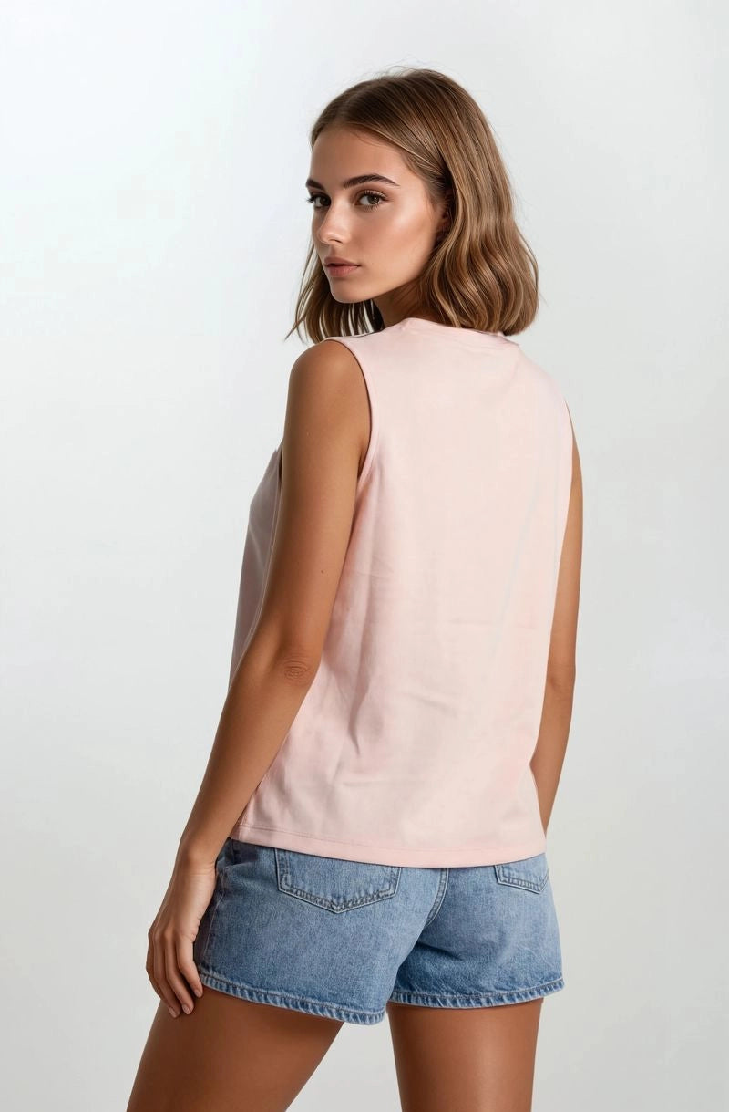 Front Seam Sleeveless Top (Blush)