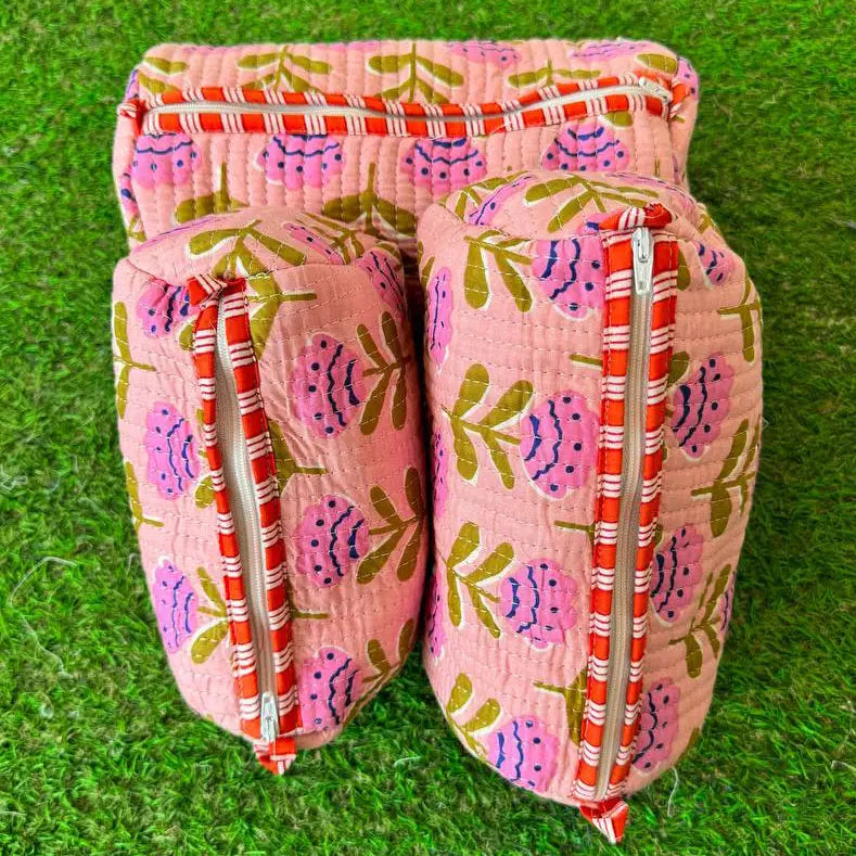 Quilted Cosmetic Bag Set