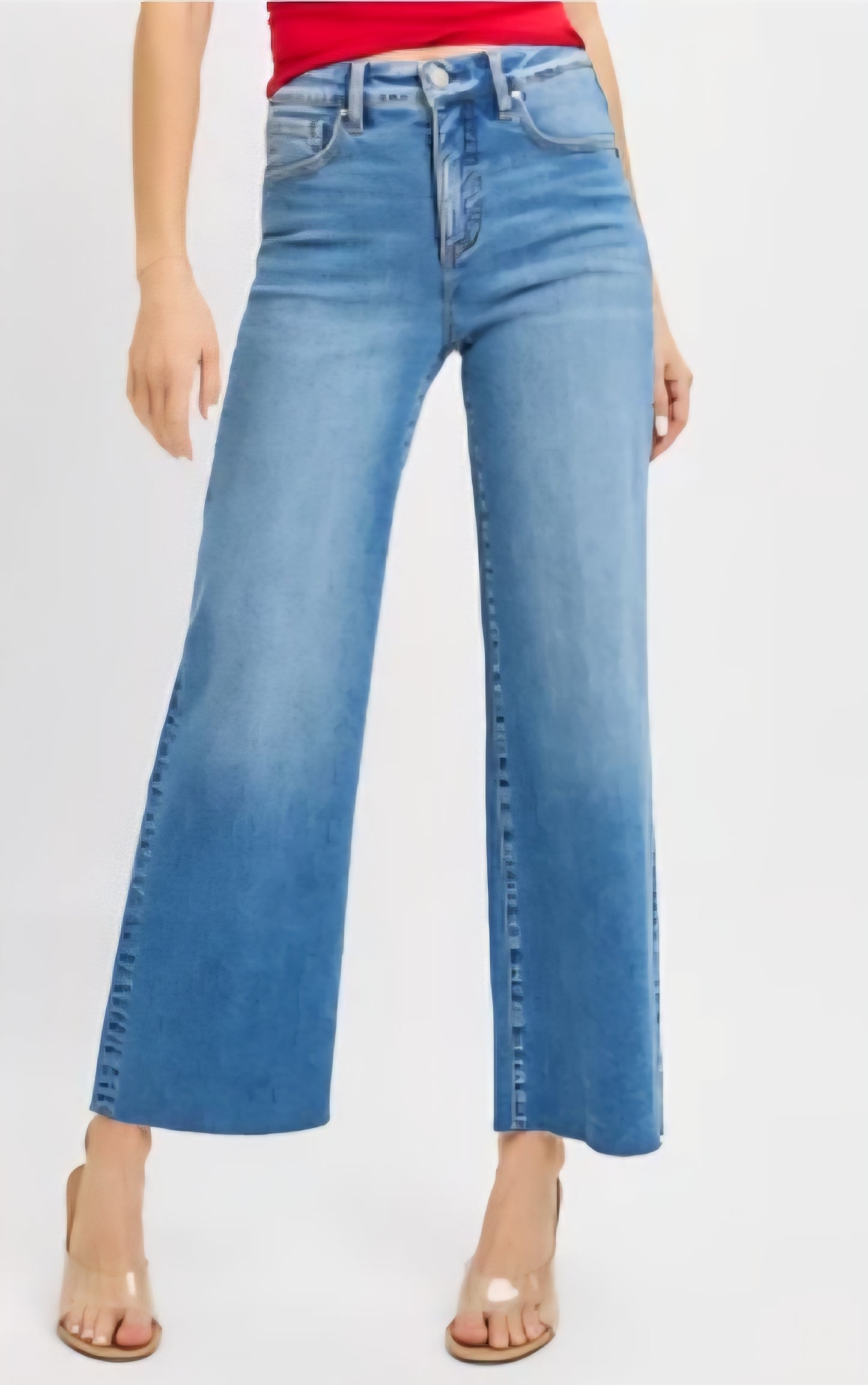 Risen Cut-Off Hem Jeans