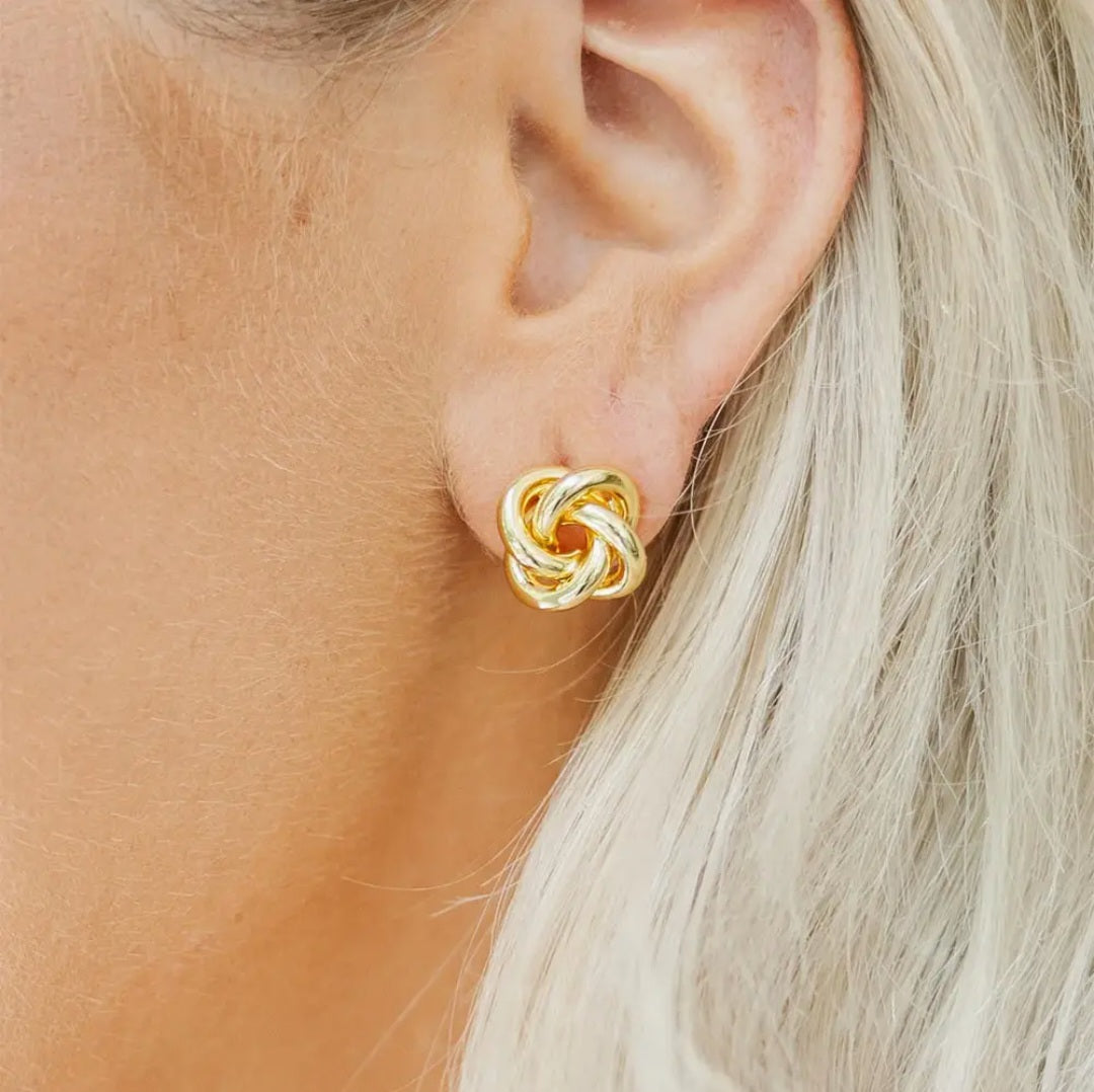 Gold Knotted Stud Earrings