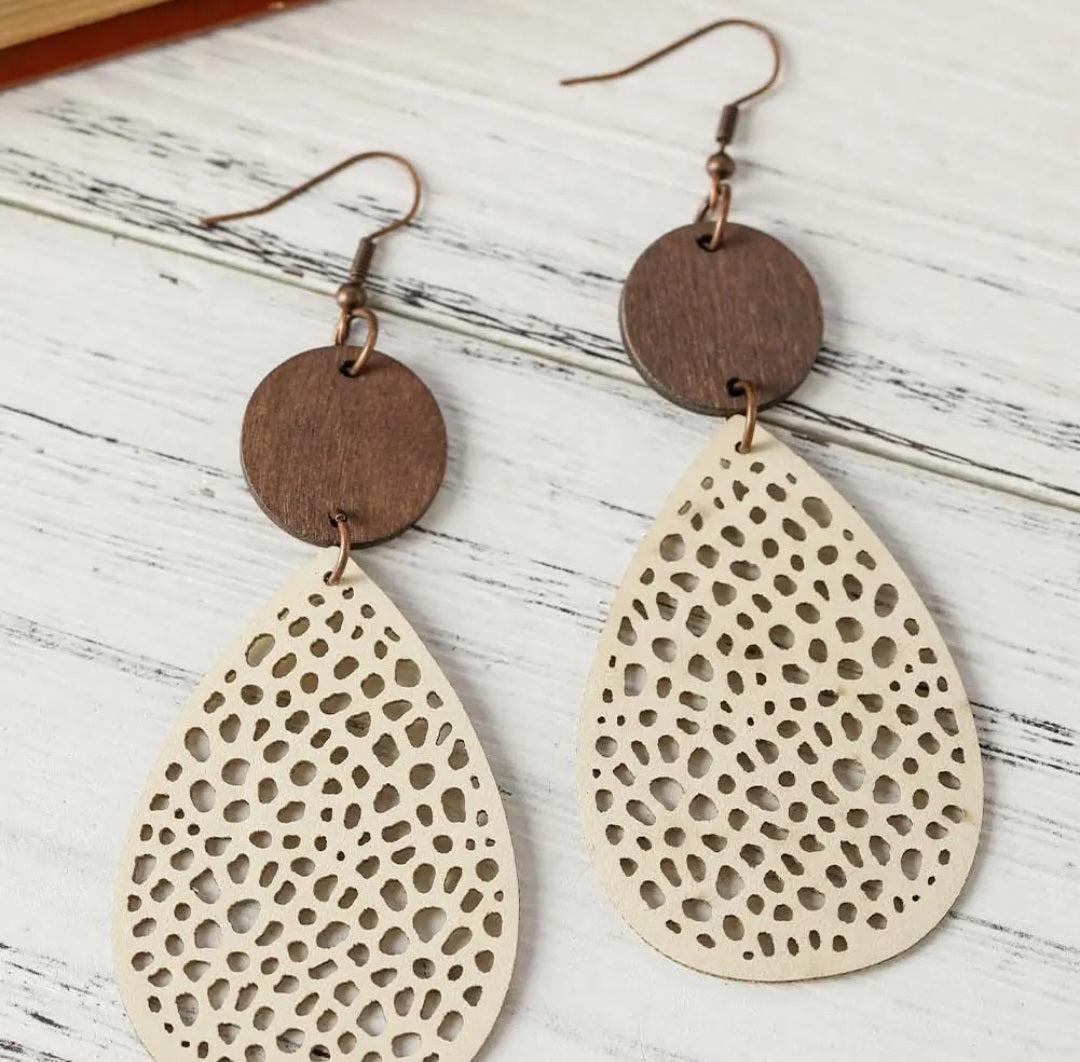 Cut-Out Water Drop Hook Earrings