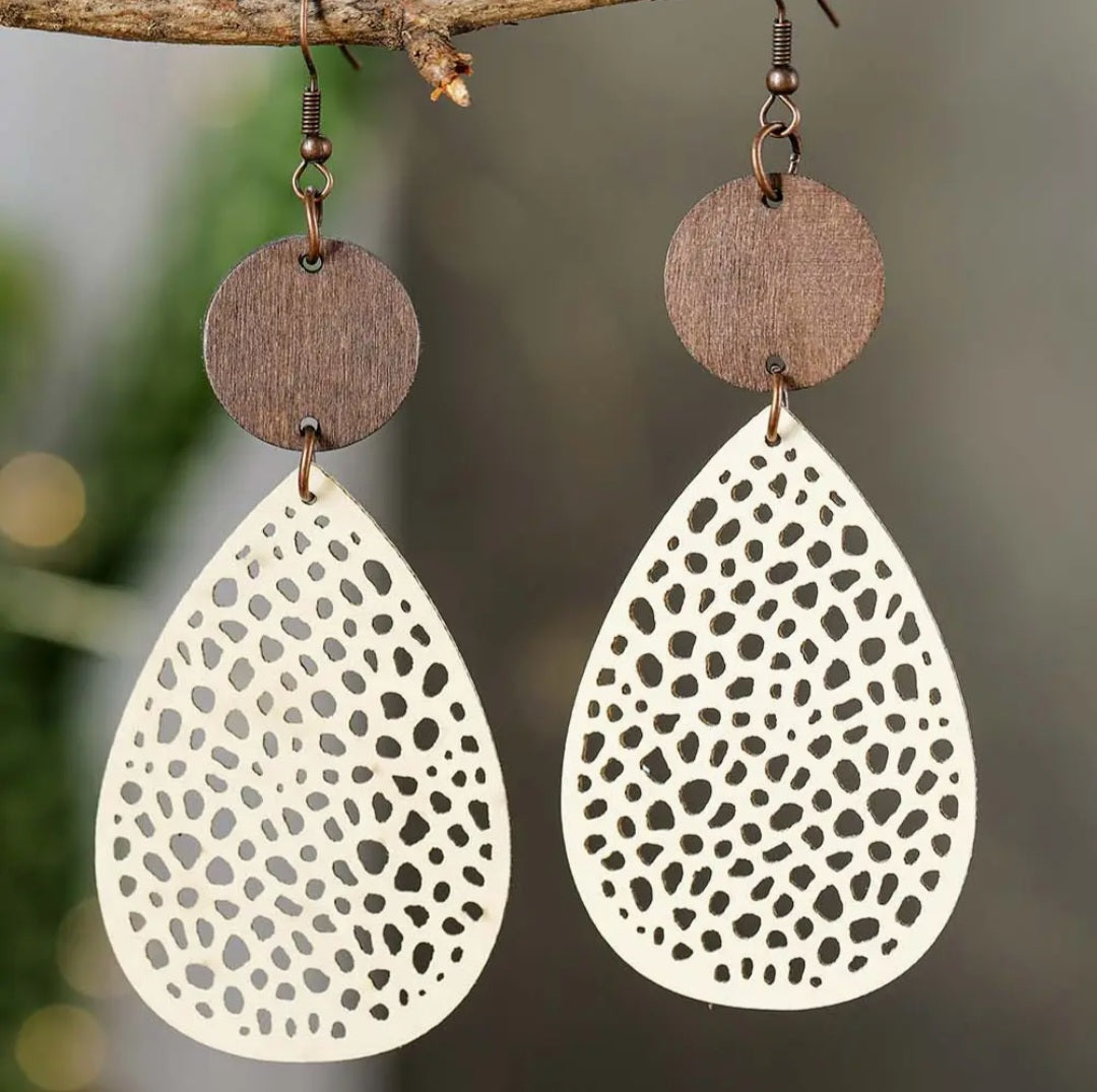 Cut-Out Water Drop Hook Earrings