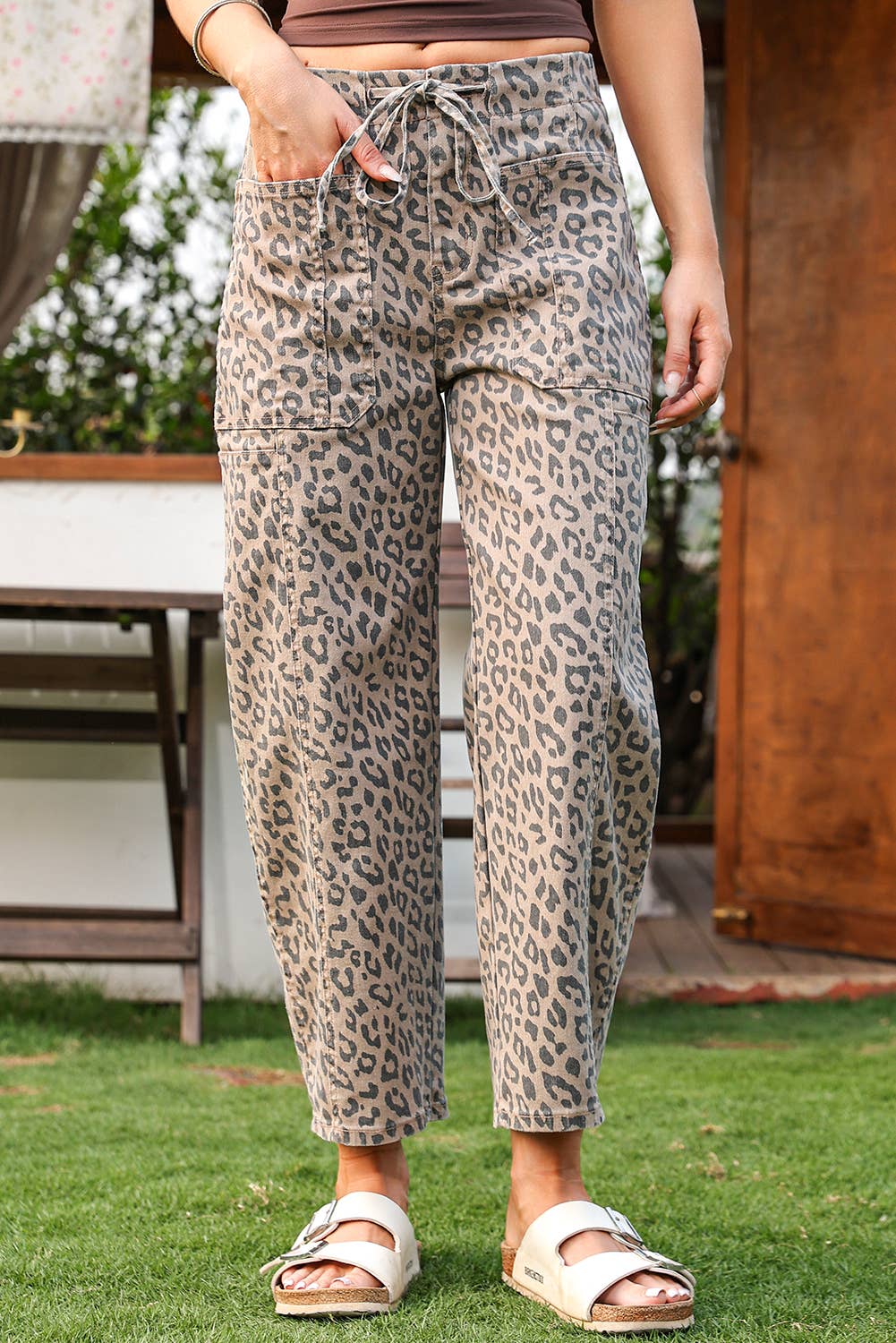 Leopard Drawstring Jeans