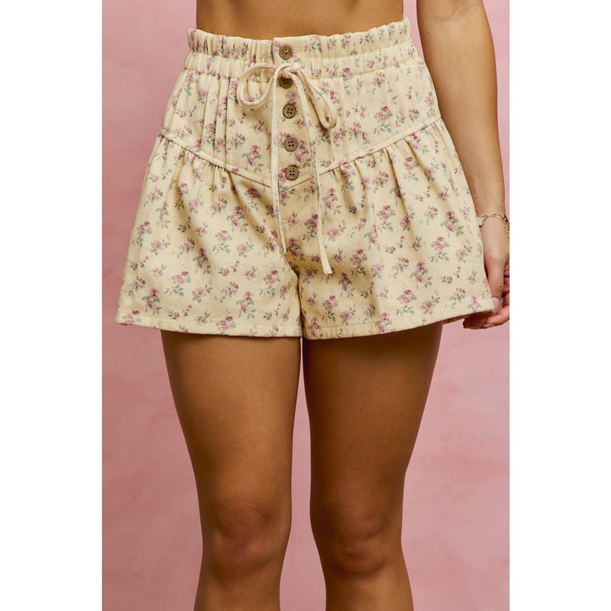 Floral Print Denim Shorts