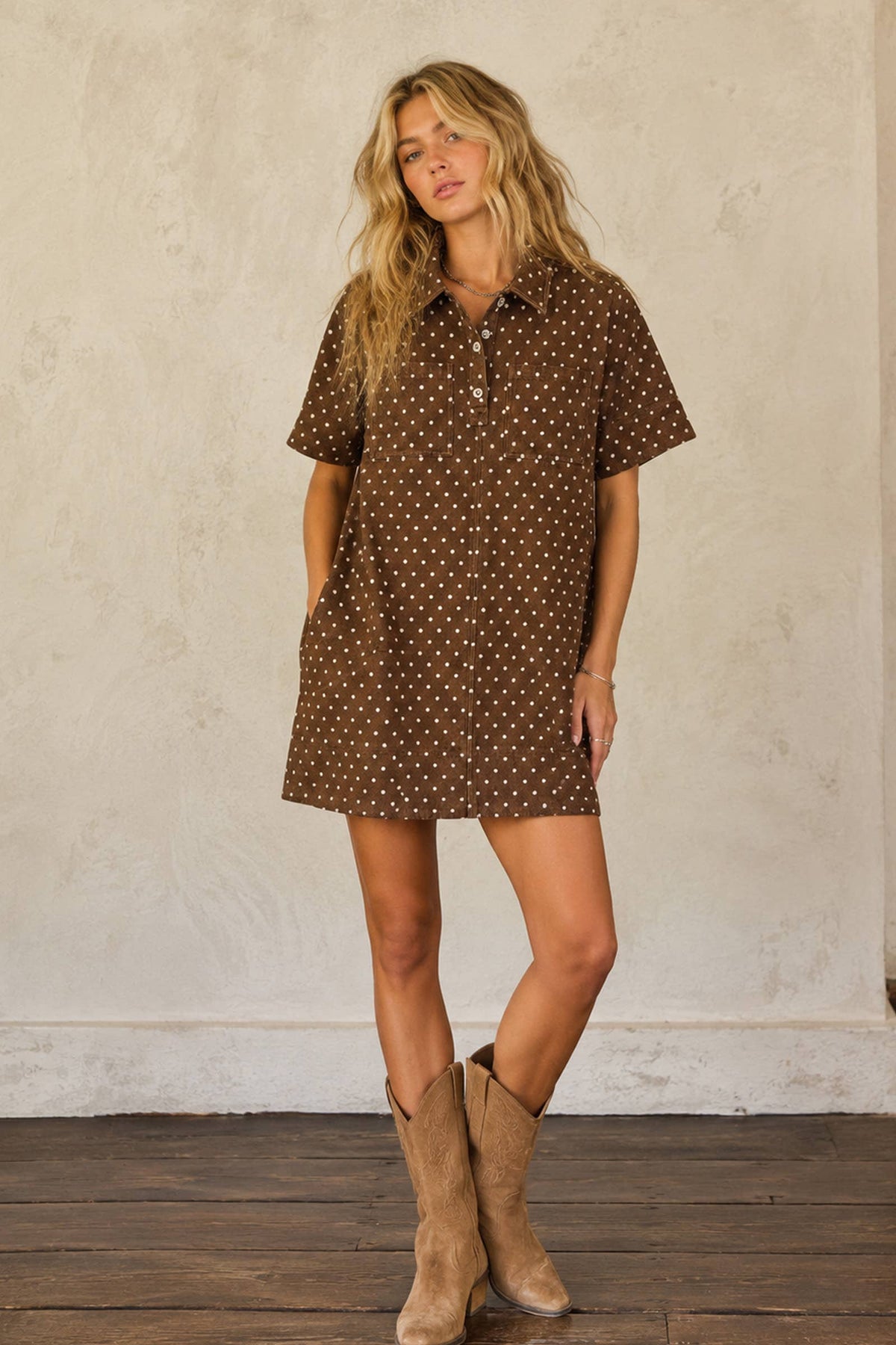 Polka Dot Denim Dress