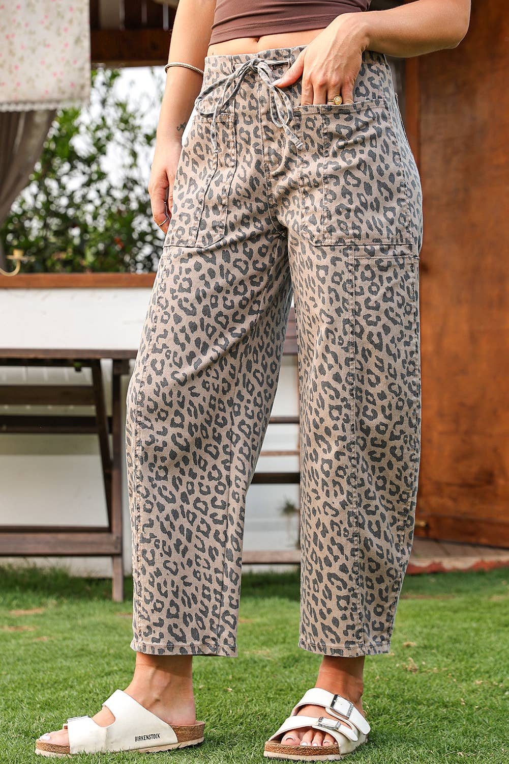 Leopard Drawstring Jeans