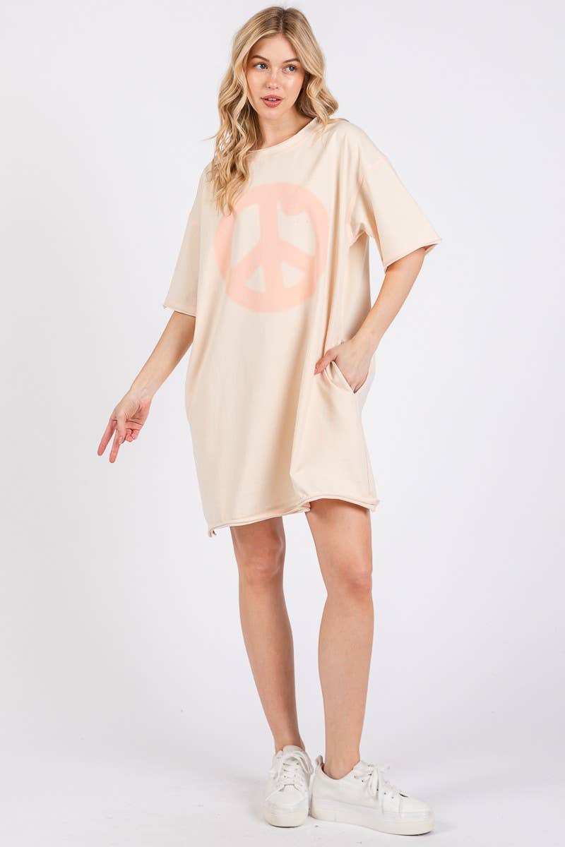 Peace Print Mini Dress