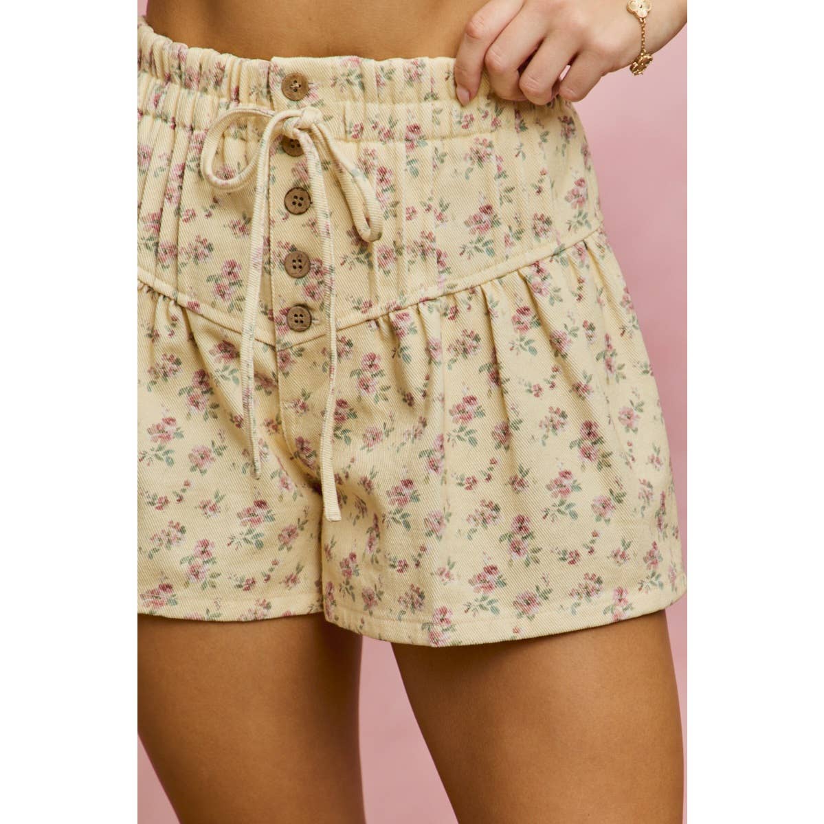 Floral Print Denim Shorts