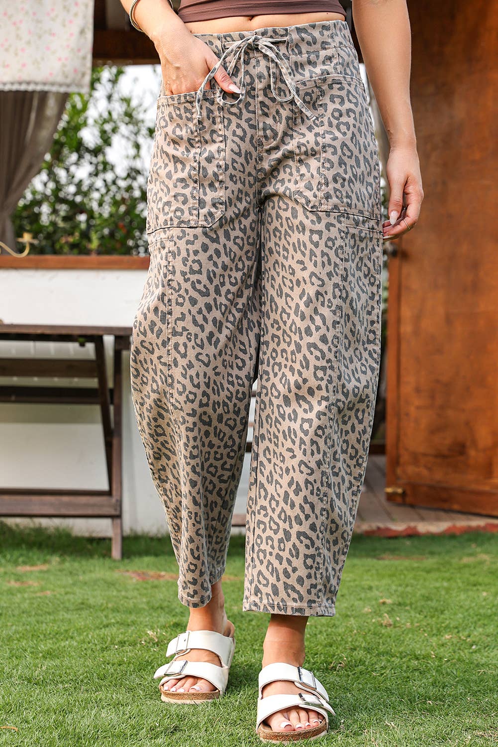 Leopard Drawstring Jeans