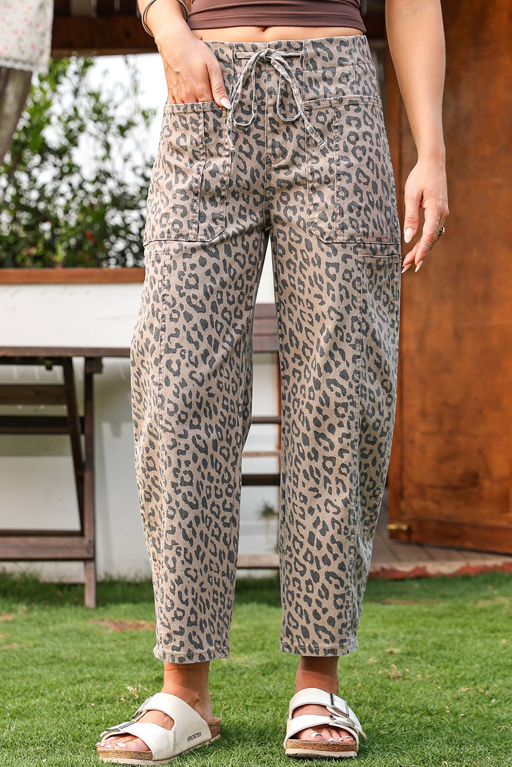 Leopard Drawstring Jeans