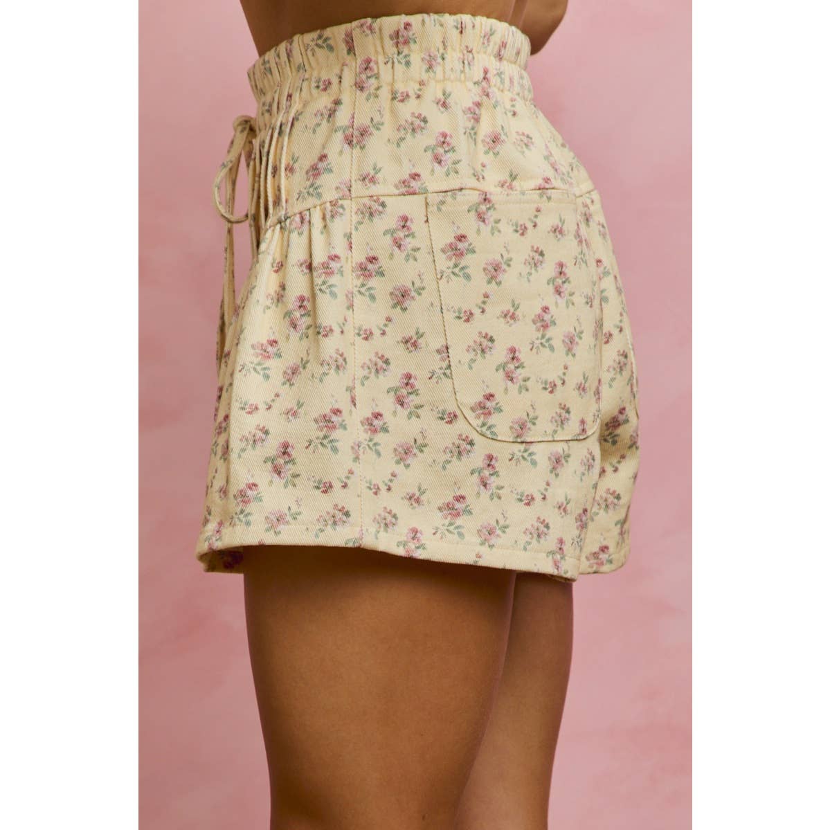 Floral Print Denim Shorts