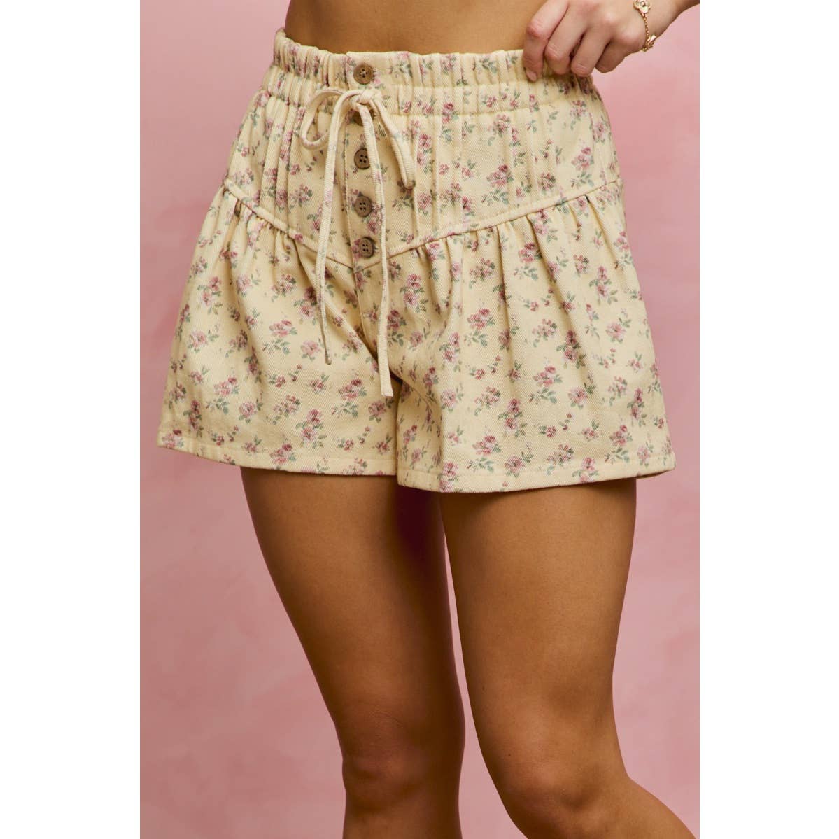 Floral Print Denim Shorts