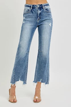 Risen Distressed Hem Jeans
