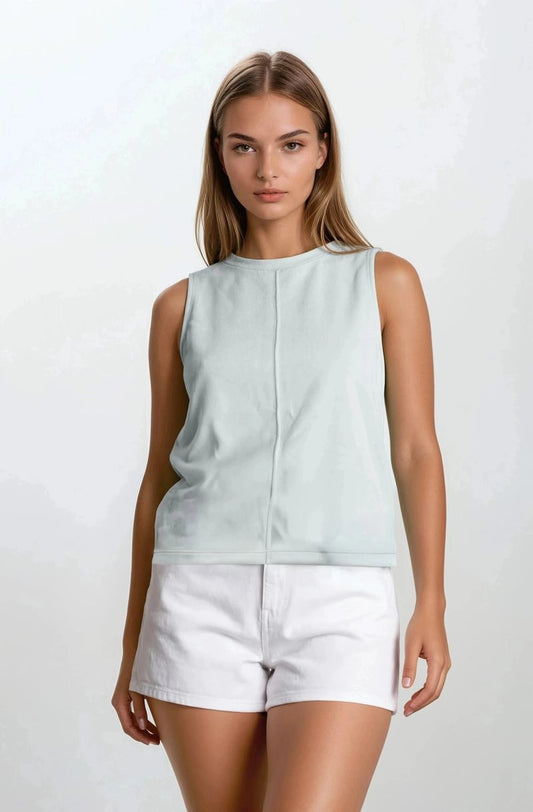 Front Seam Sleeveless Top (Sage)