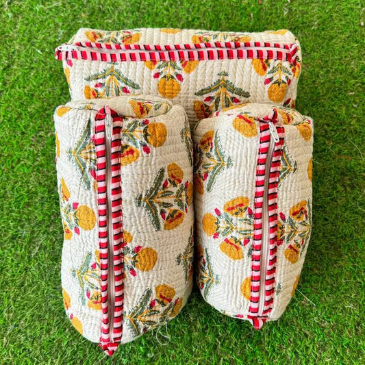 Quilted Cosmetic Bag Set