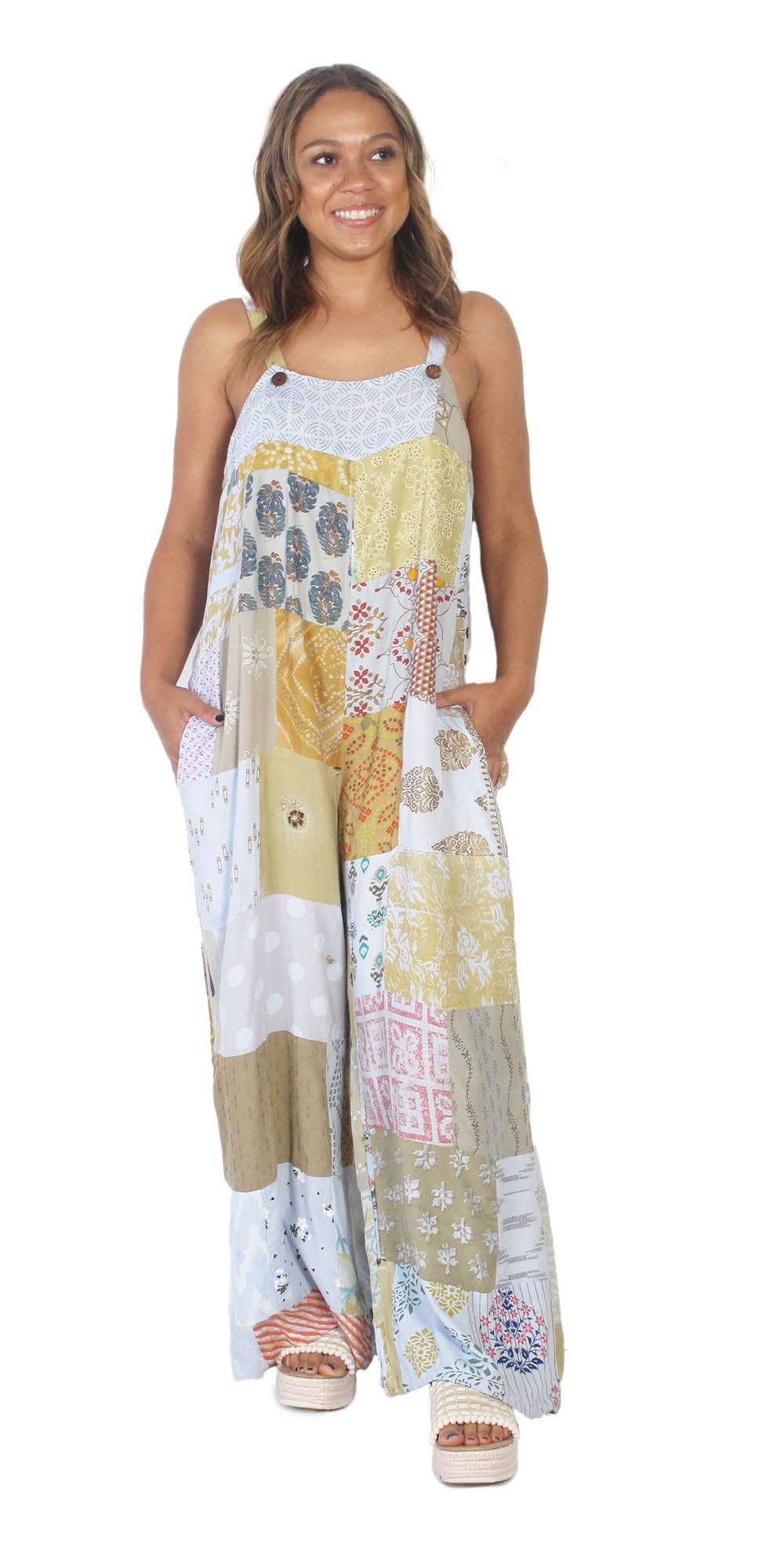 Patchwork Overalls (Blue)