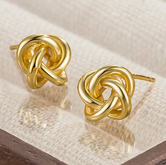 Gold Knotted Stud Earrings